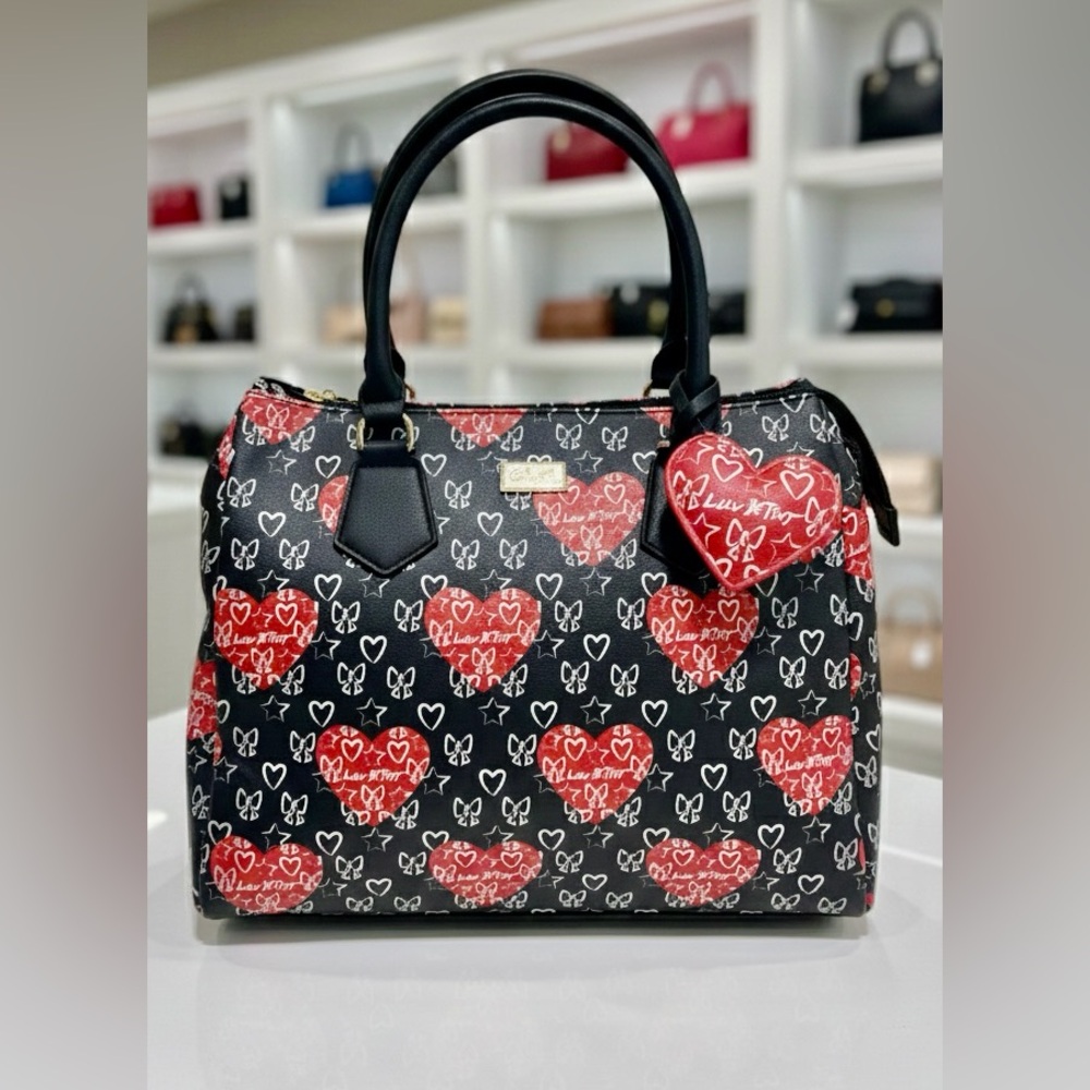Betsey Johnson Red Quilted Satchel – extra Large Weekender Bag - Picture 1 of 10